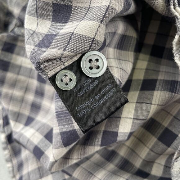 John Varvatos U.S.A. Shirt Mens XL Gray Black Plaid Button Front Long Sleeve - Picture 7 of 7